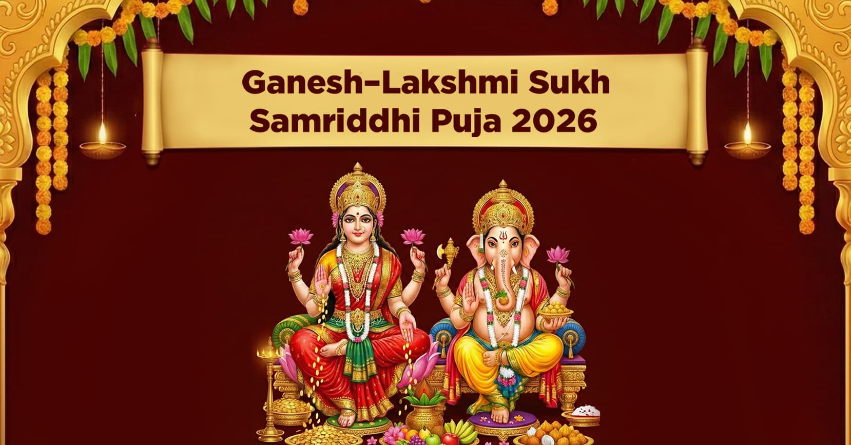 2026 Vishesh Ganesh-Lakshmi Puja with 11 Atharvashirsha Paath, 11 Sri Sukt Paath, Durva Archan and Kamal Gatta Archan