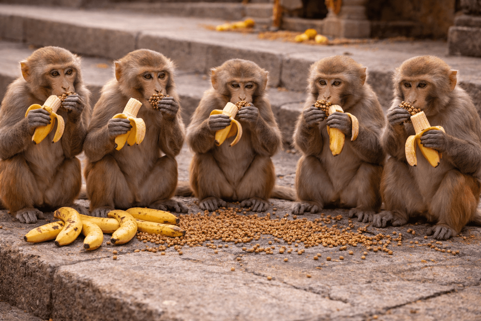 Offer Maha Vanar Seva to 5 Monkeys